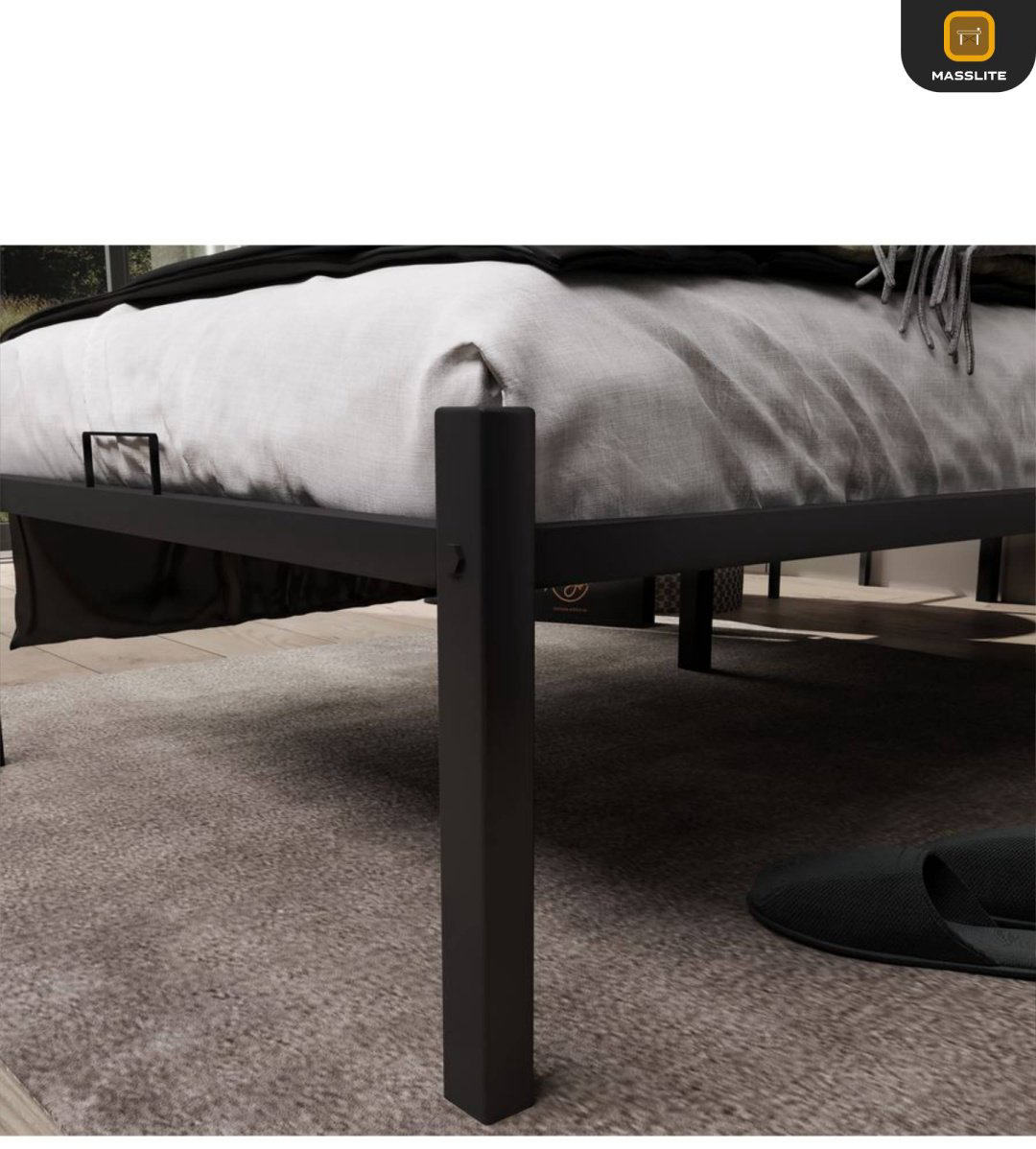 MassLite АМ-1000143 односпальная, 90x200 см (без матраса, без подъёмного механизма) черный купить,NaN