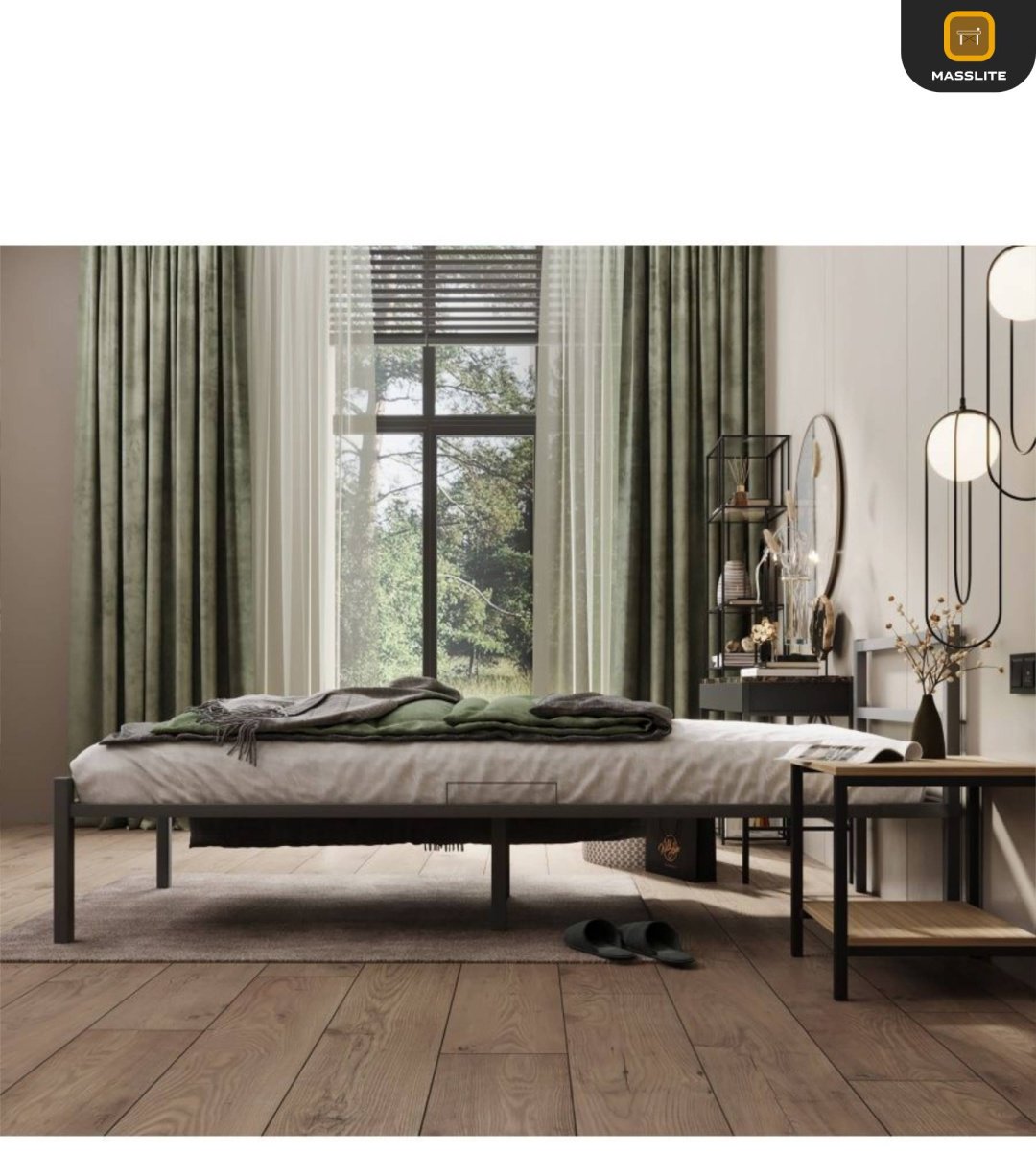 Кровать MassLite АМ-1000139 односпальная, 80x200 см (без матраса, без подъёмного механизма) серый купить,NaN