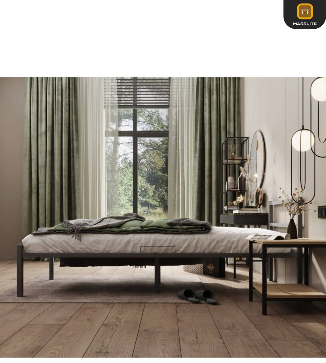 Кровать MassLite АМ-1000139 односпальная, 80x200 см (без матраса, без подъёмного механизма) серый купить,NaN