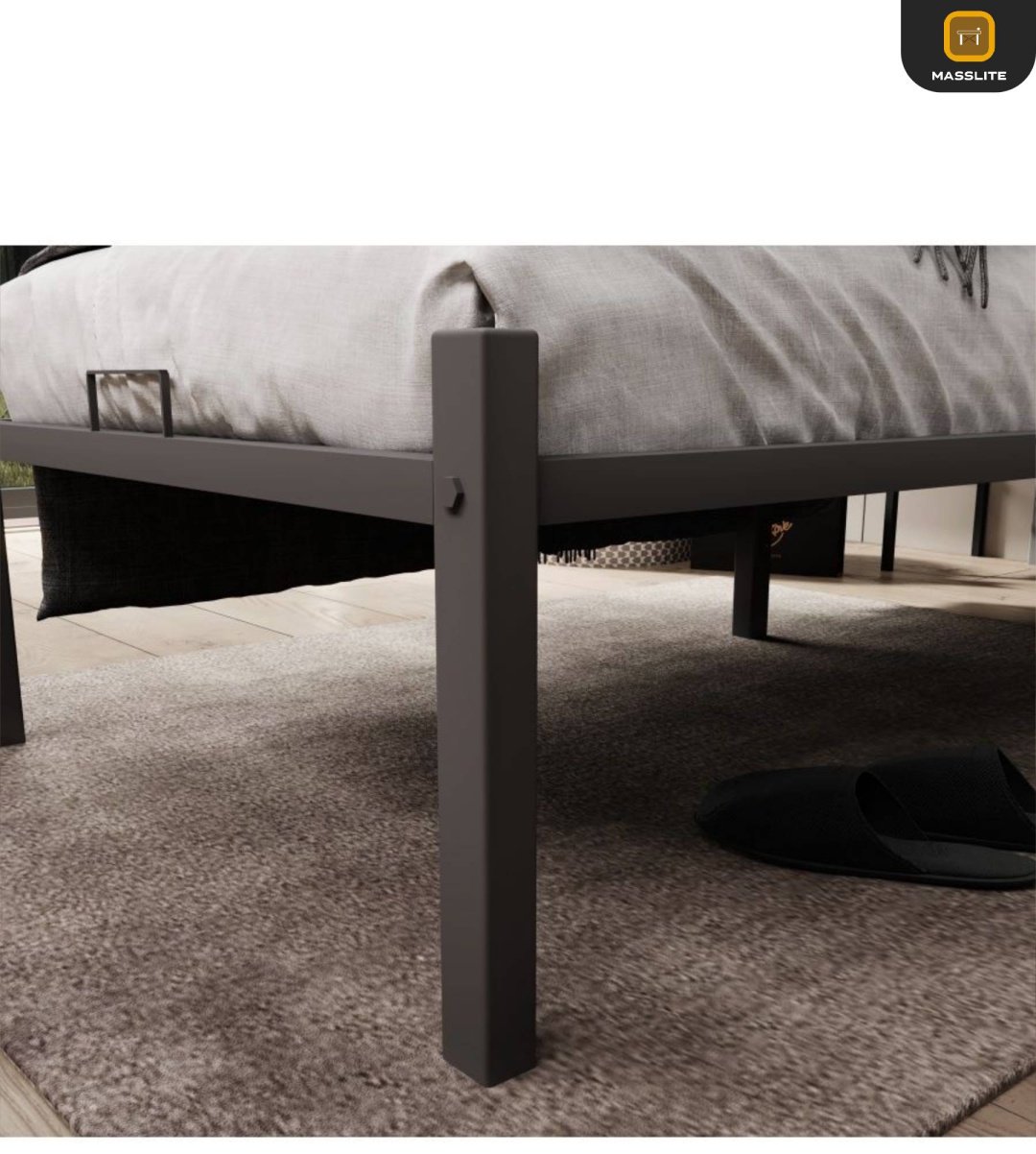 Кровать MassLite АМ-1000139 односпальная, 80x200 см (без матраса, без подъёмного механизма) серый купить,NaN