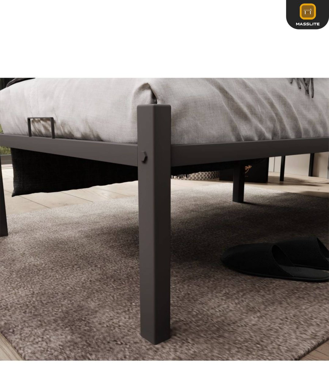Кровать MassLite АМ-1000139 односпальная, 80x200 см (без матраса, без подъёмного механизма) серый купить,NaN