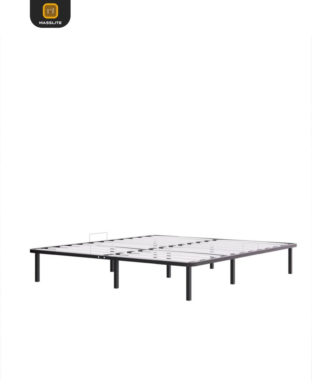 Кровать MassLite АМ-1000145 двуспальная, 180x200 см (без матраса, без подъёмного механизма) черный купить,NaN
