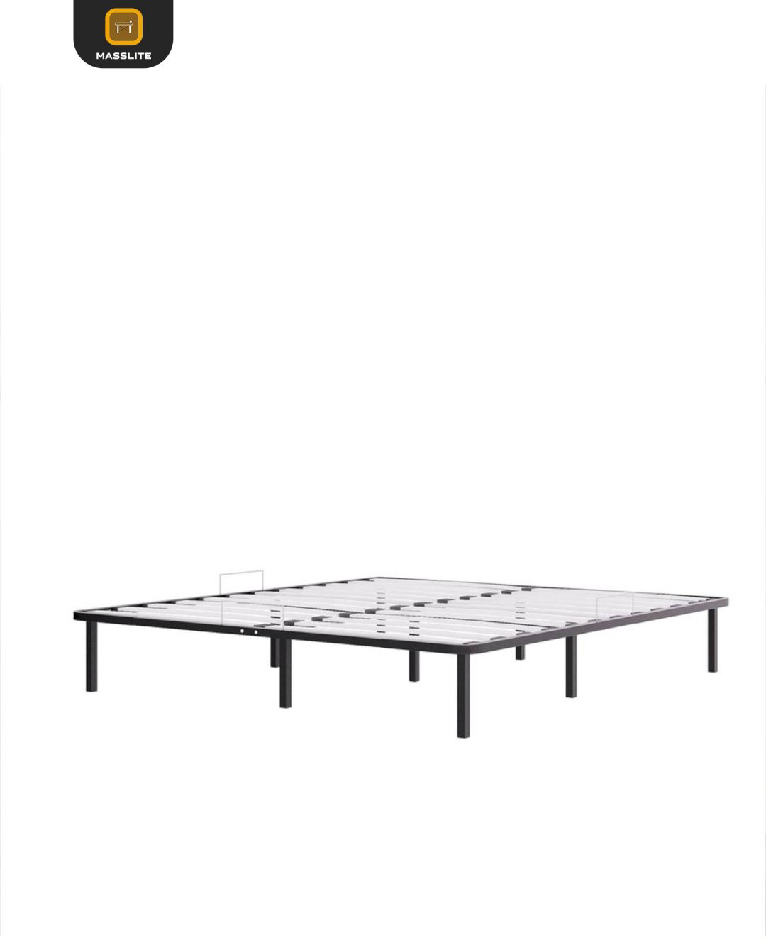 Кровать MassLite АМ-1000145 двуспальная, 180x200 см (без матраса, без подъёмного механизма) черный купить,NaN