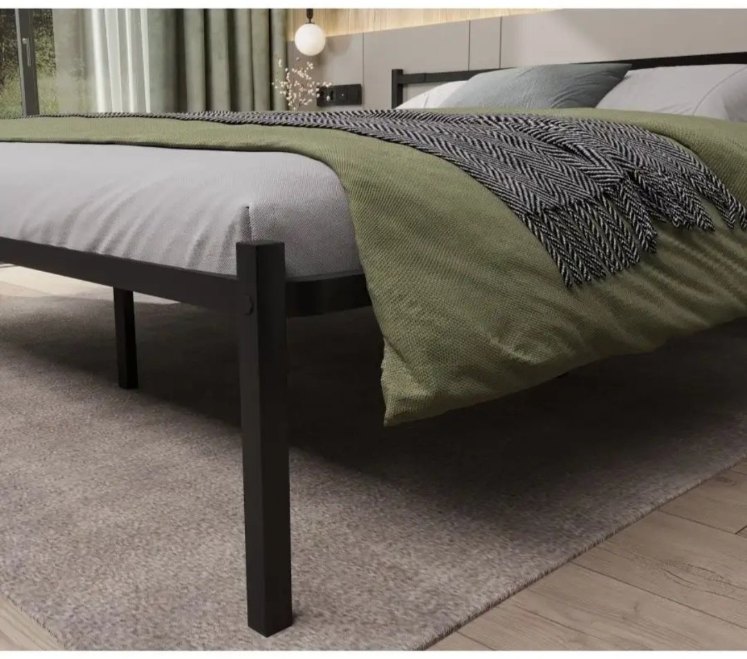 Кровать MassLite 159571970 двуспальная, 180x200 см (без матраса, без подъёмного механизма) черный купить,NaN