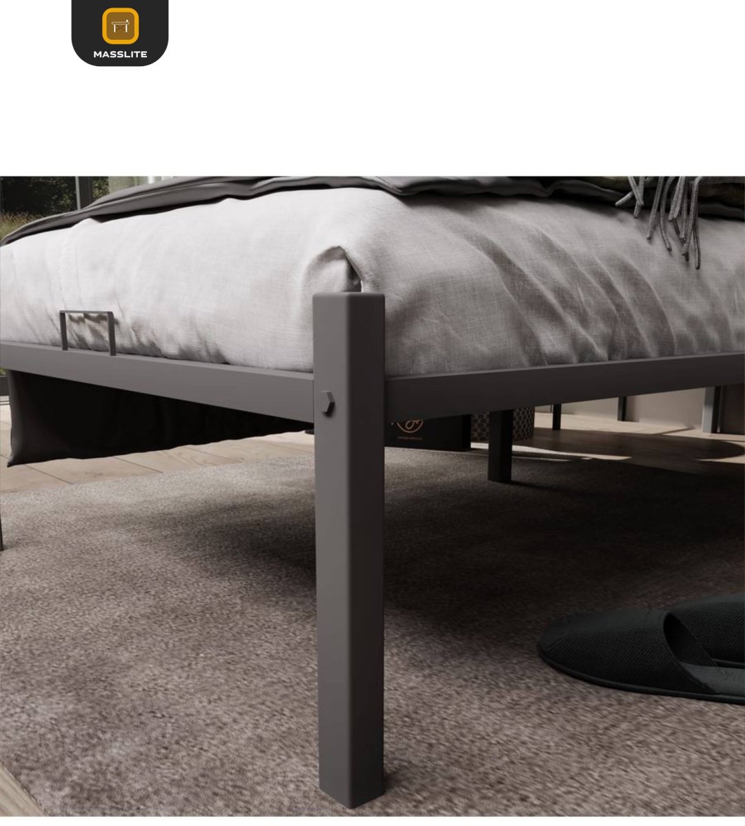 MassLite АМ-1000142 односпальная, 90x200 см (без матраса, без подъёмного механизма) серый купить,NaN