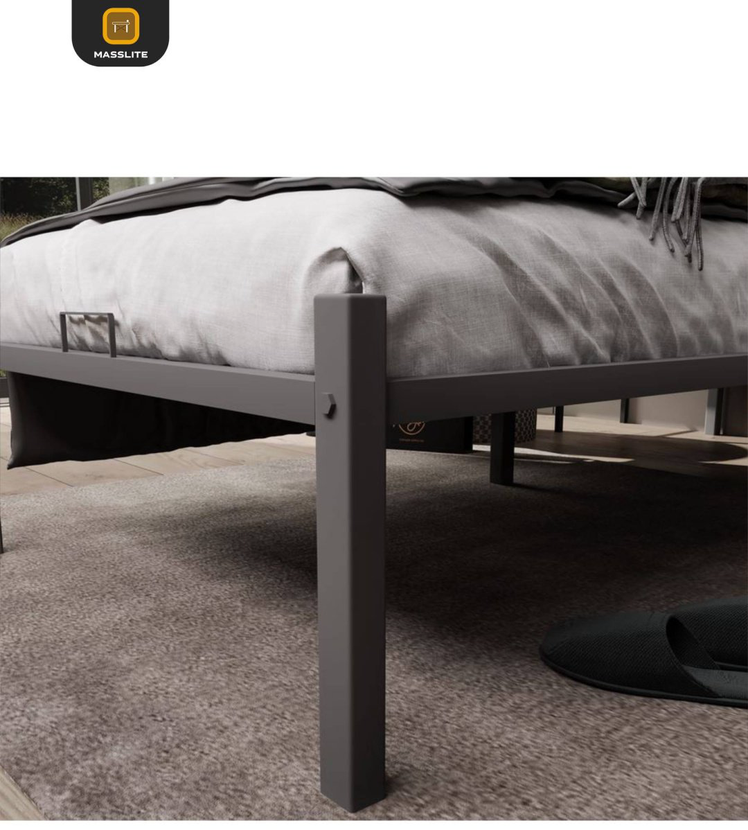MassLite АМ-1000142 односпальная, 90x200 см (без матраса, без подъёмного механизма) серый купить,NaN