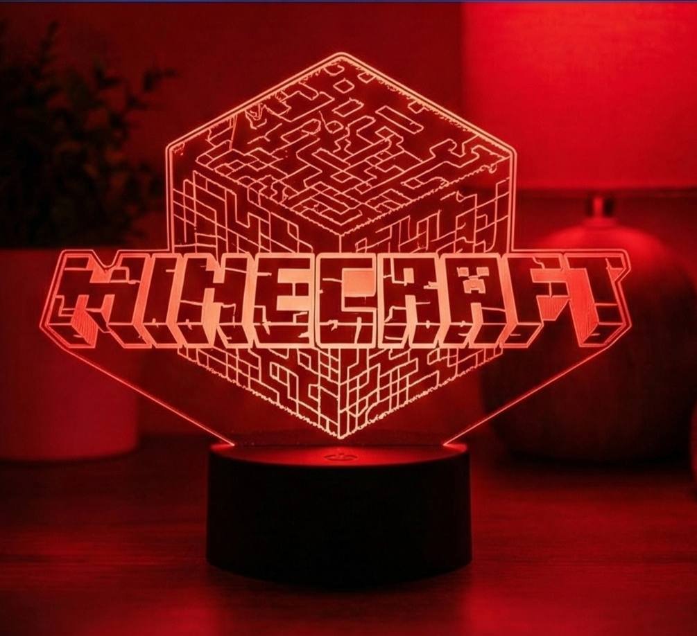 Декоративный светильник настольный Minecraft, разноцветный