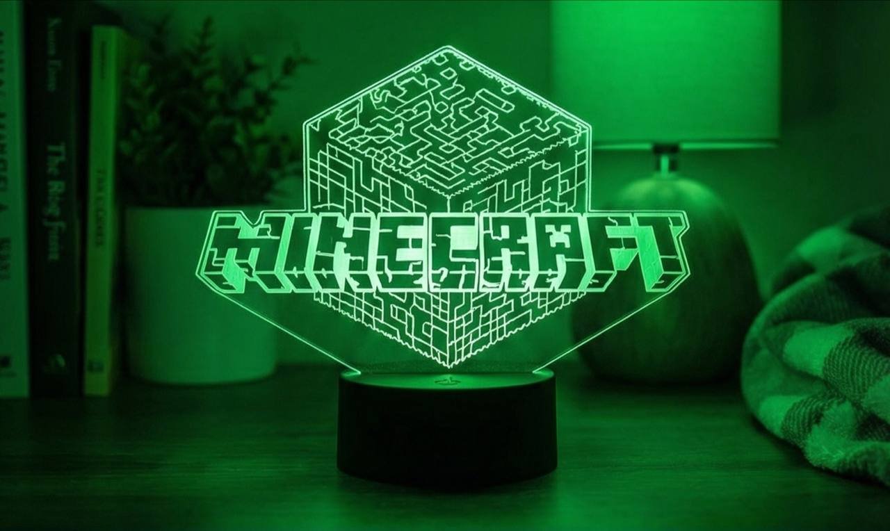 Декоративный светильник настольный Minecraft, разноцветный