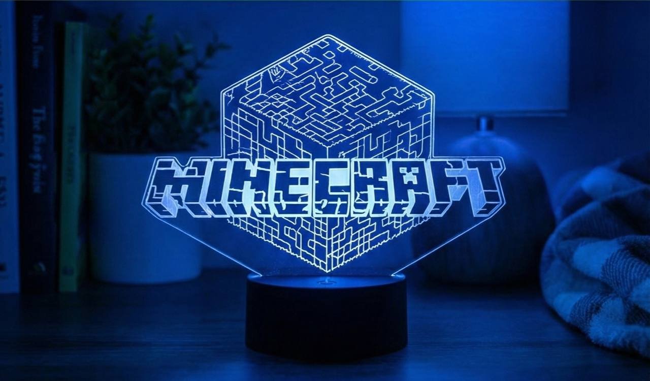 Декоративный светильник настольный Minecraft, разноцветный