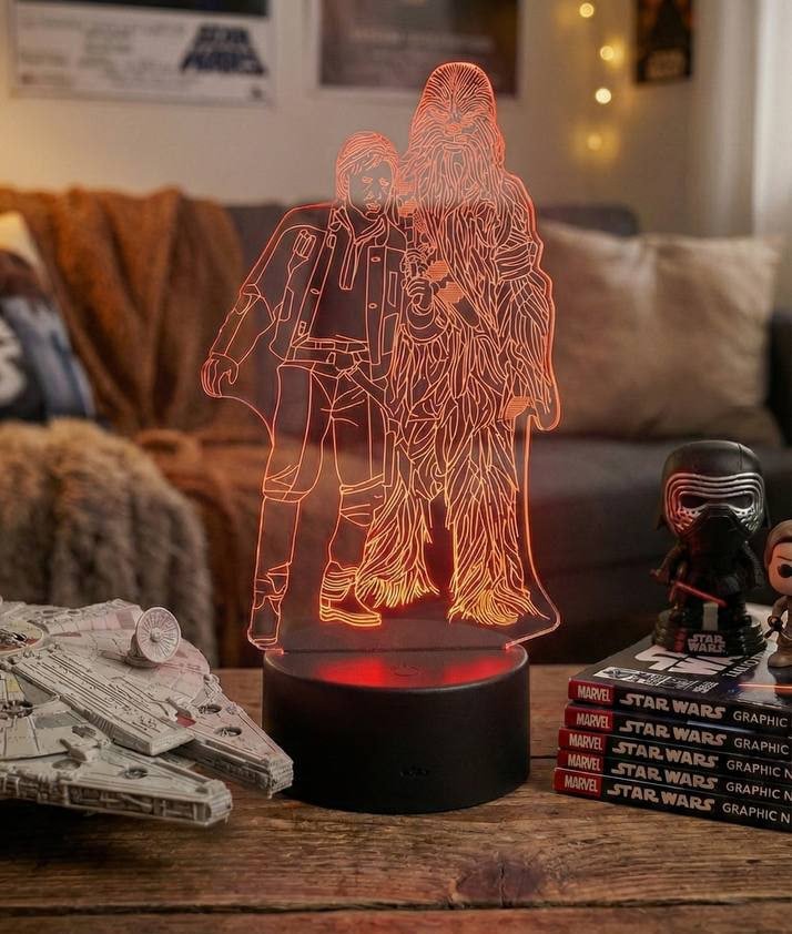STAR WARS декоративный светильник настольный Хана Соло и Чубакки, разноцветный