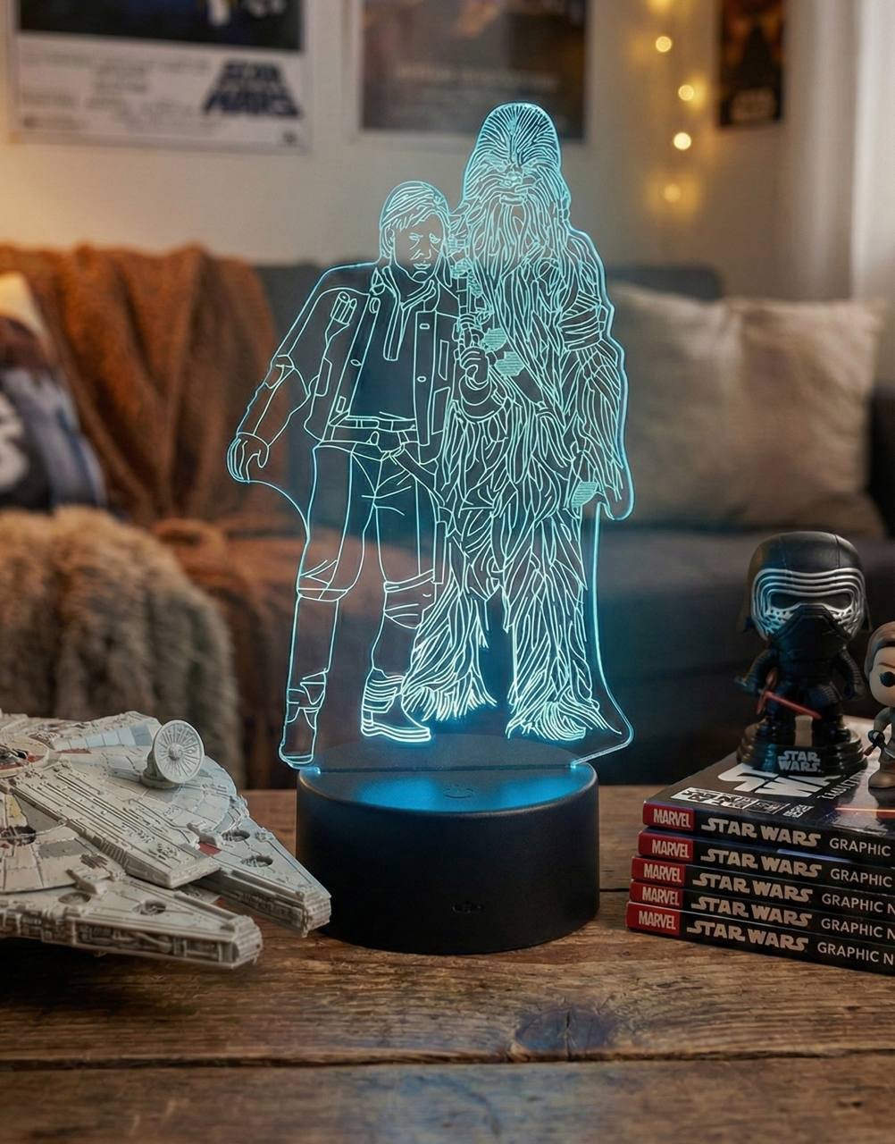 STAR WARS декоративный светильник настольный Хана Соло и Чубакки, разноцветный
