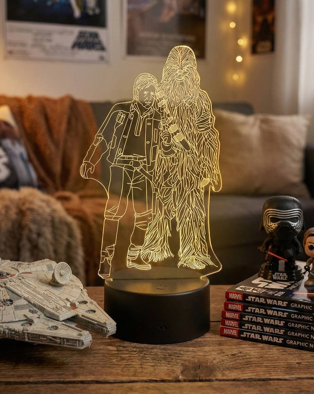 STAR WARS декоративный светильник настольный Хана Соло и Чубакки, разноцветный