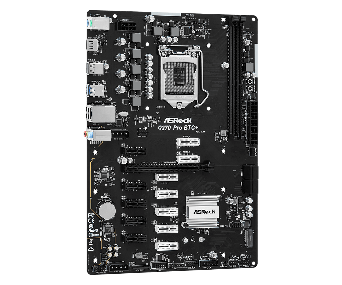 Материнская плата ASRock Q270 PRO BTC+ купить,0