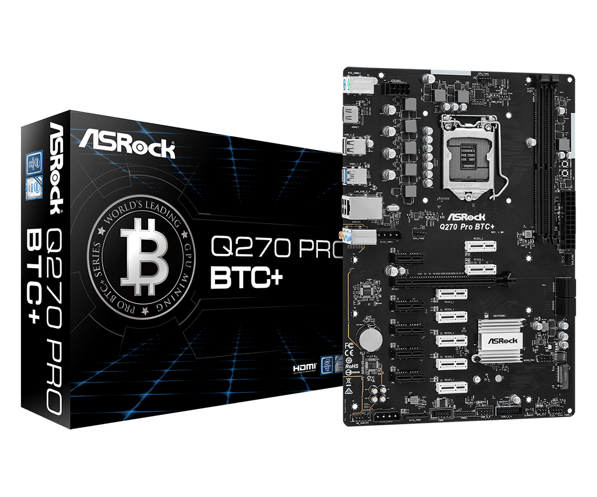 Материнская плата ASRock Q270 PRO BTC+ купить,0