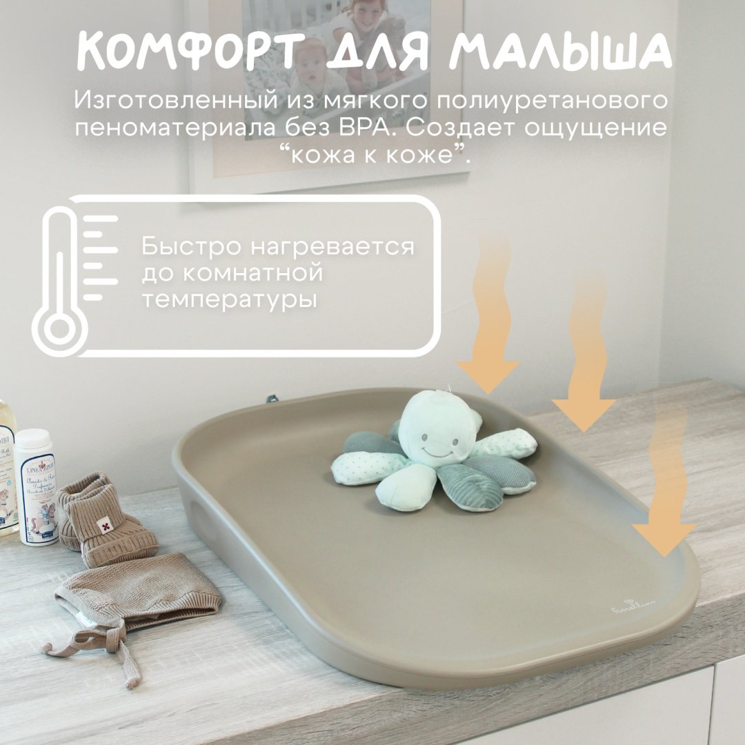 Пеленальный матрас Fiorellino ЦБ-00010360, 68x47 см, бежевый