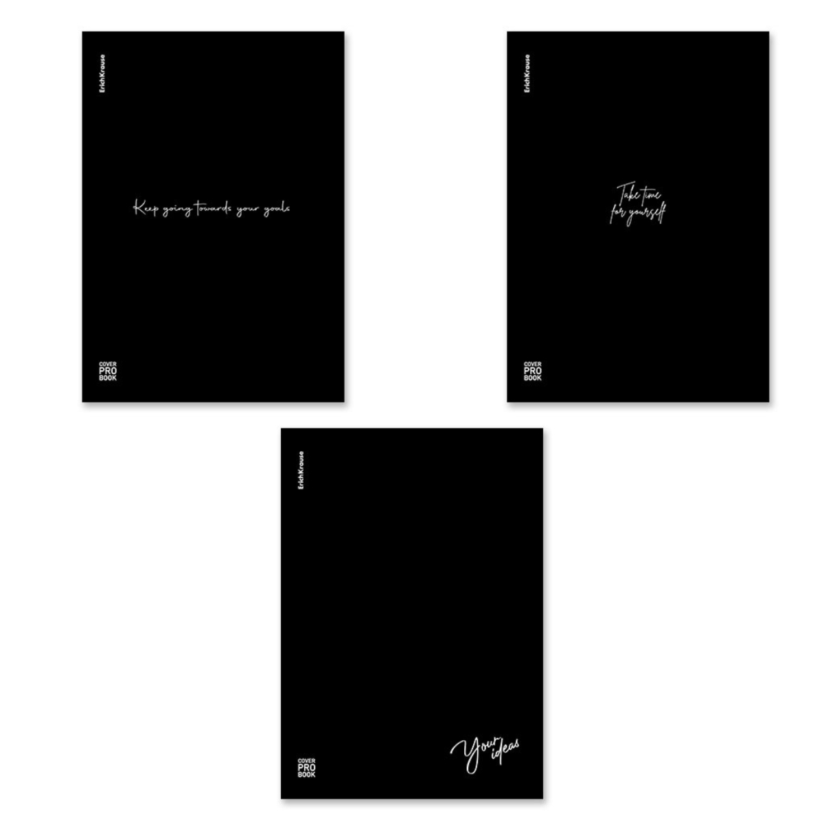 Тетрадь общая ученическая с пластиковой обложкой на скобе ErichKrause CoverProBook Words, черный, А4, 48 листов, клетка