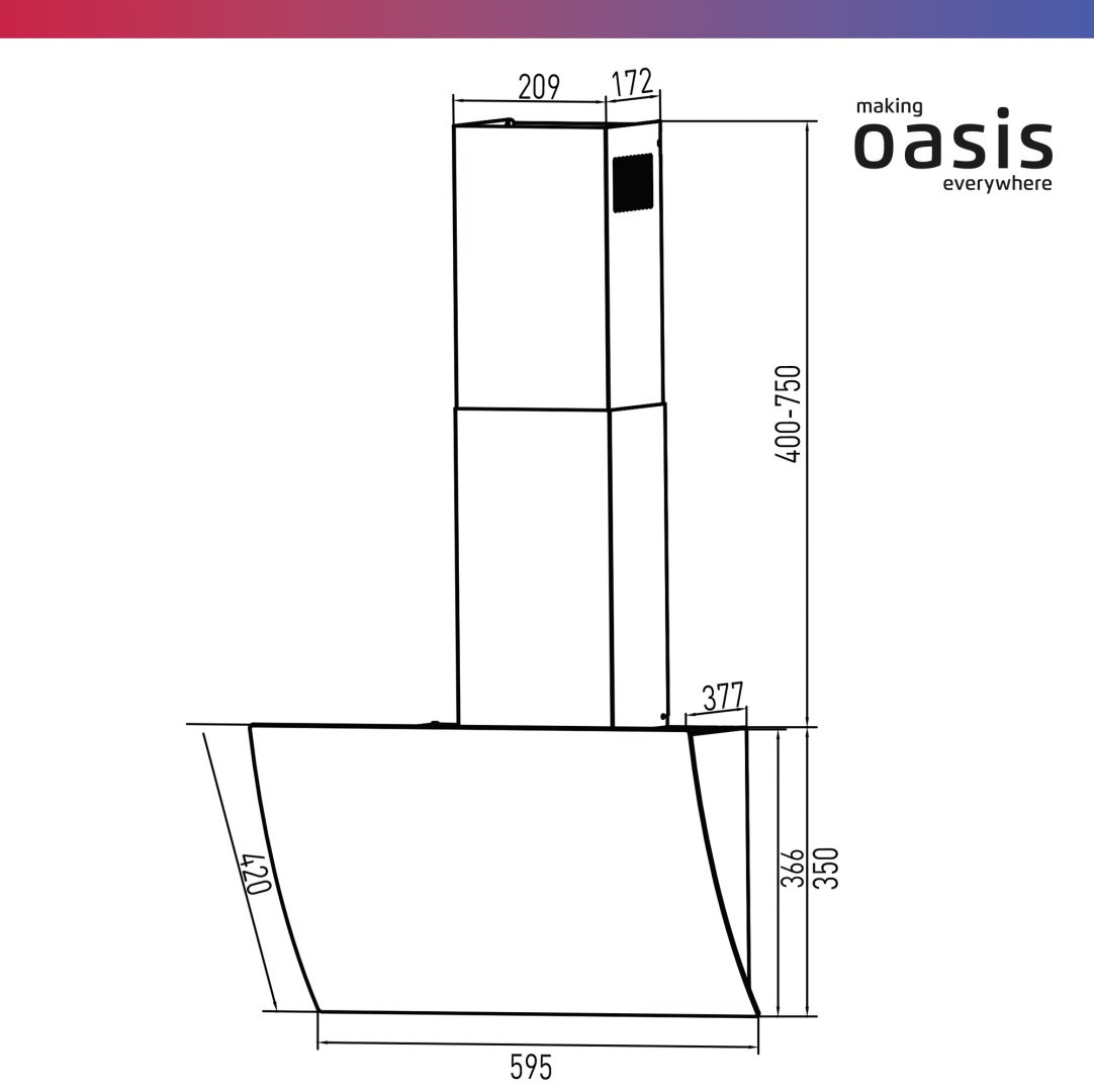Вытяжка Oasis NG-60B черный купить,99000