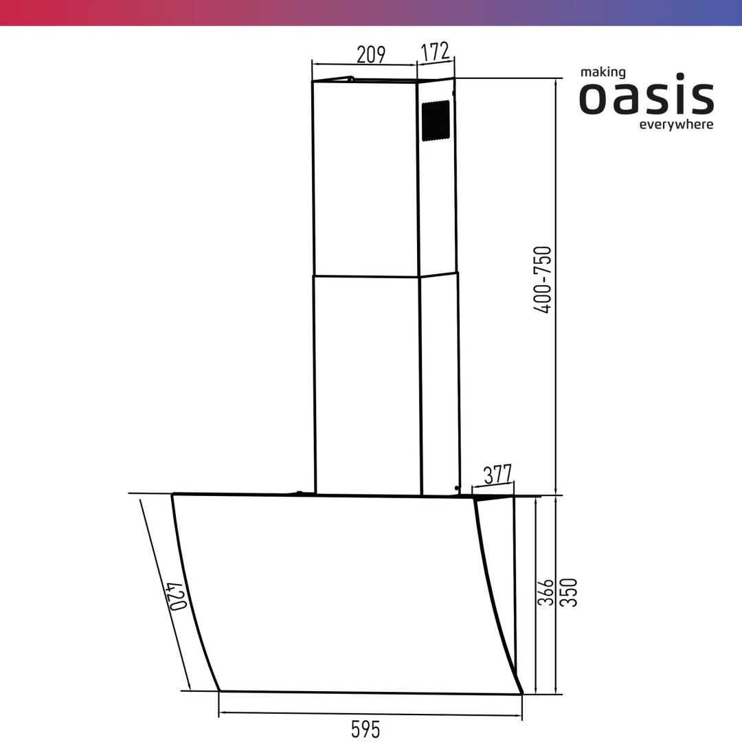 Вытяжка Oasis NG-60W белый купить,81800