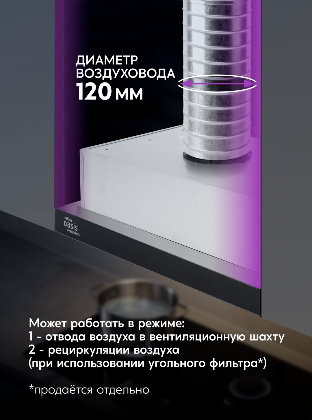 Вытяжка Oasis UV-60G черный купить,36200