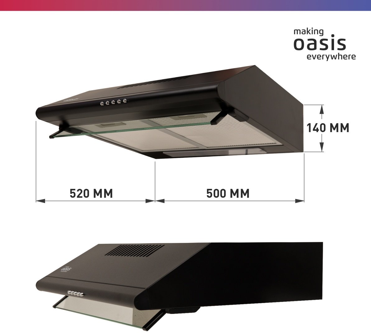 Вытяжка Oasis UP-50B черный купить,42700