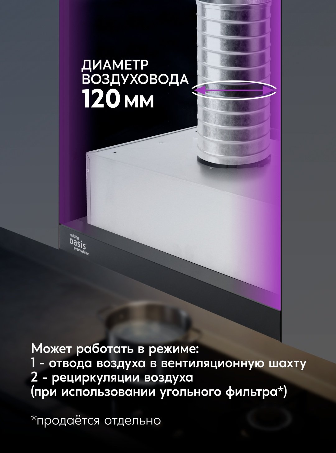 Вытяжка Oasis UV-60B черный купить,43900