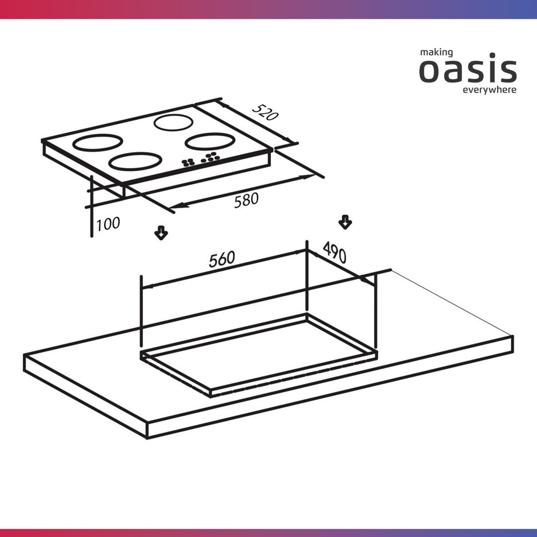 Газовая варочная поверхность Oasis P-BSG серый купить,96600