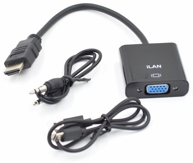 Переходник iLAN HDMI - VGA A-HDMI-VGA-001 0.15 м черный купить,NaN