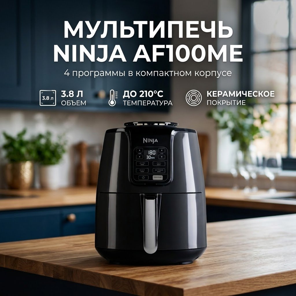 Аэрогриль Ninja AF100ME 3.8 л серый