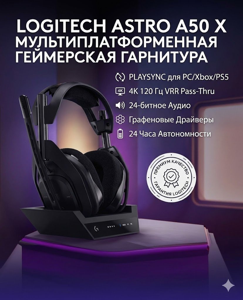 Наушники Logitech Astro A50 X черный - ForteMarket Наушники Logitech Astro A50 X черный купить,281510