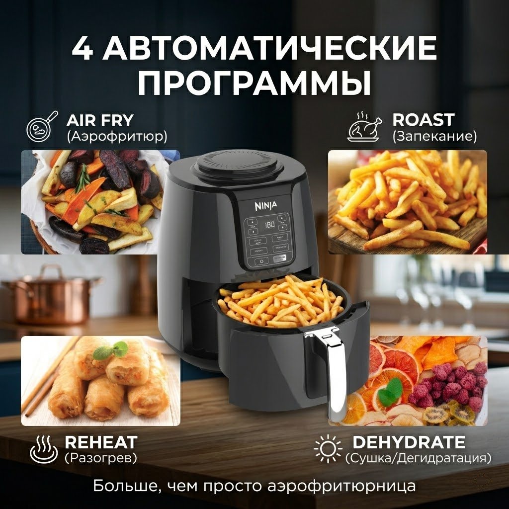 Аэрогриль Ninja AF100ME 3.8 л серый