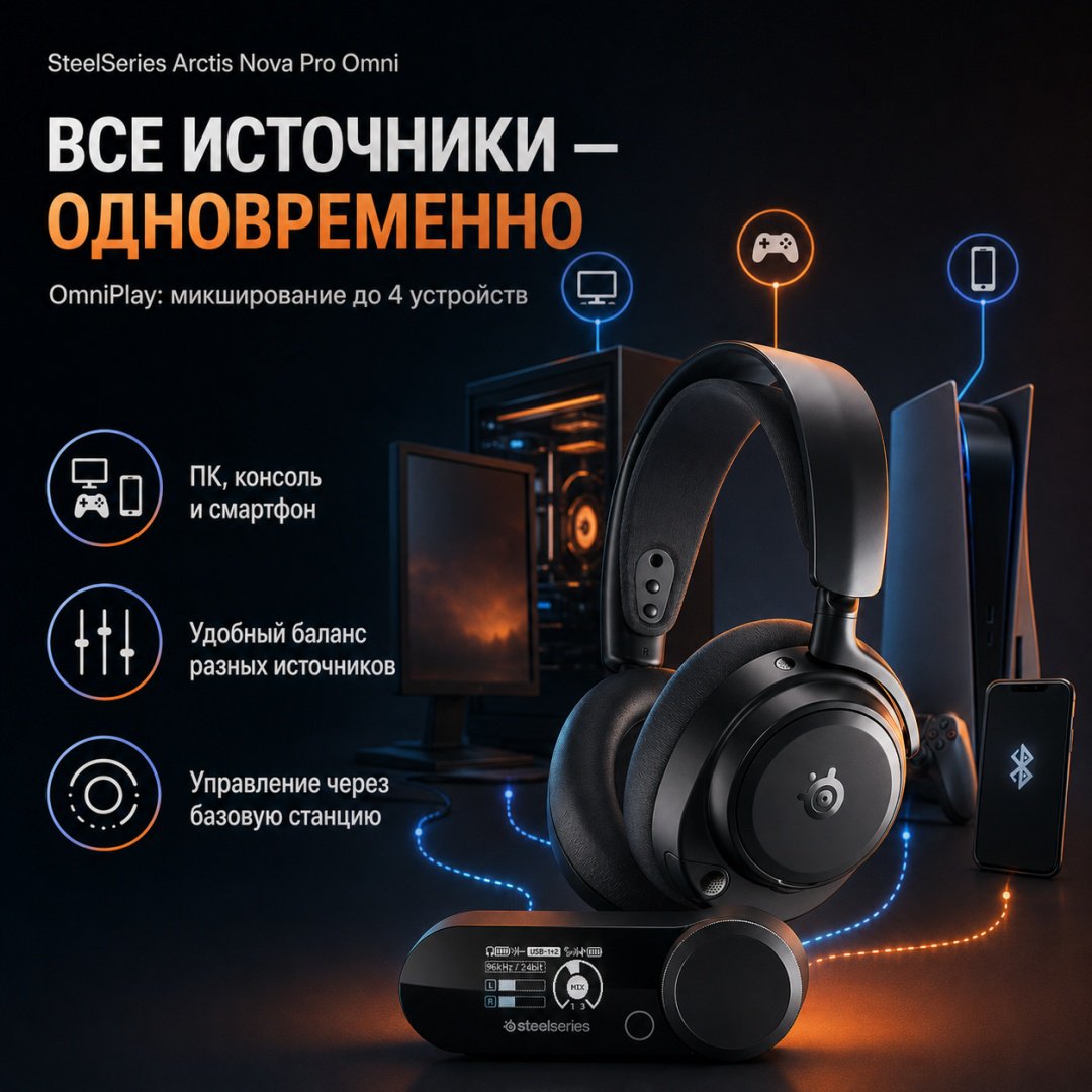 Наушники SteelSeries Arctis Nova Pro Omni черный