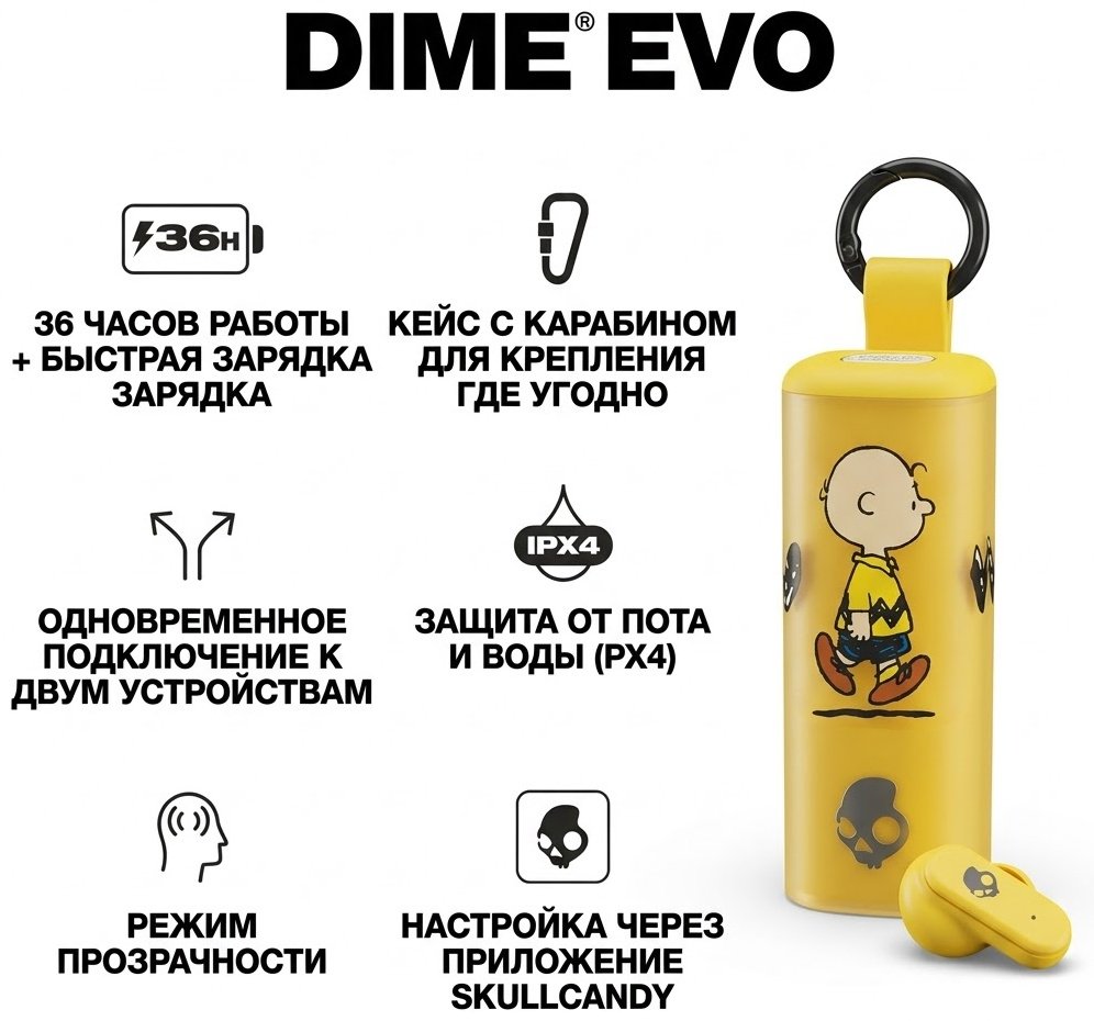 Наушники Skullcandy Dime Evo X желтый купить,47875