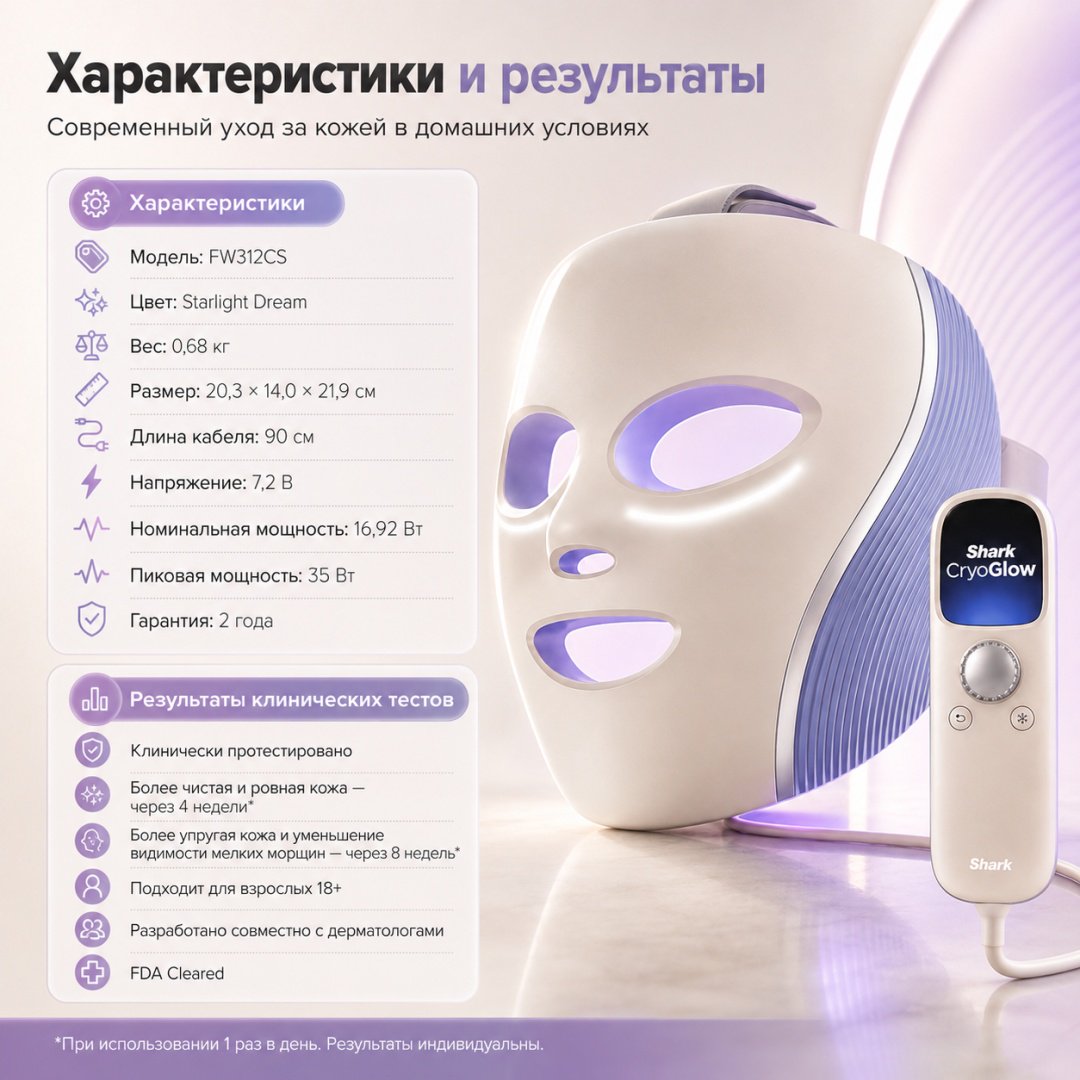 Shark светодиодная маска для лица