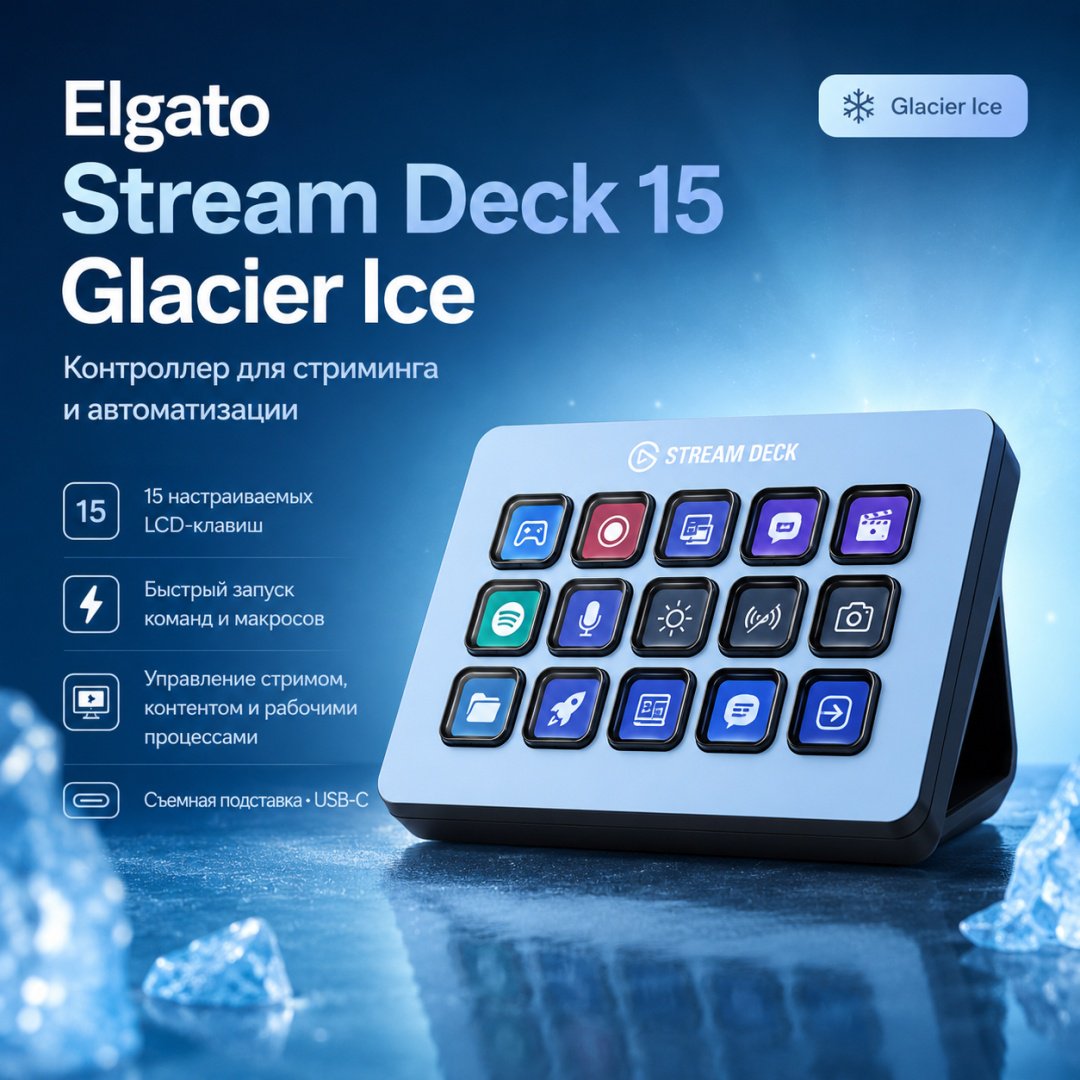 Контроллер для стриминга Elgato Stream Deck 15 Glacier Ice голубой