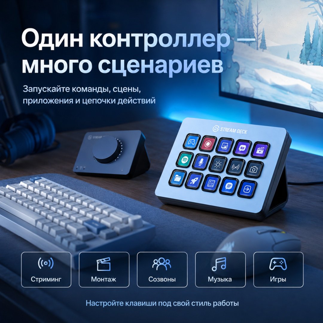 Контроллер для стриминга Elgato Stream Deck 15 Glacier Ice голубой