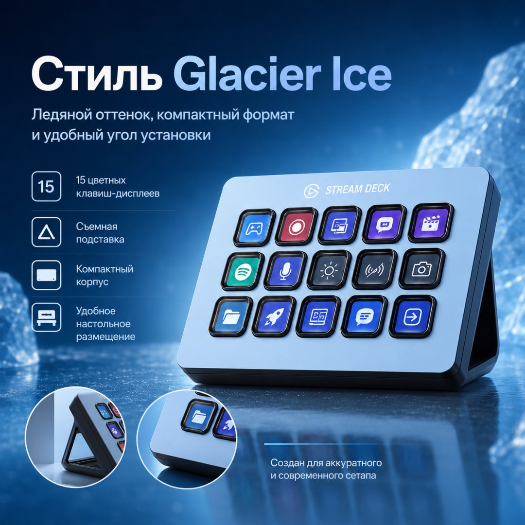 Контроллер для стриминга Elgato Stream Deck 15 Glacier Ice голубой