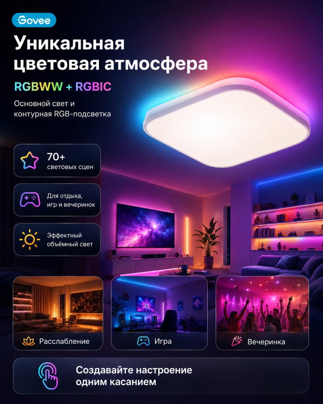 Светильник потолочный Govee LED 24 Вт белый