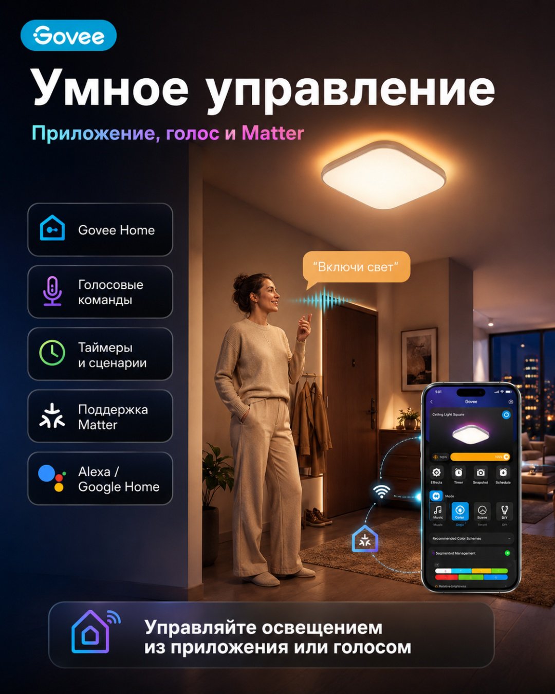 Светильник потолочный Govee LED 24 Вт белый