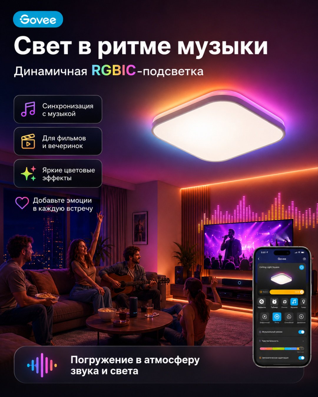 Светильник потолочный Govee LED 24 Вт белый