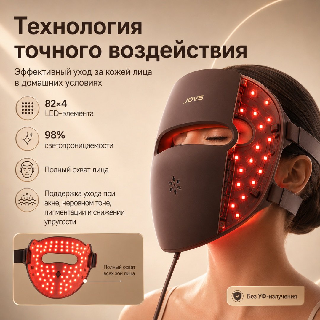 JOVS аппарат светодиодной LED терапии, светодиодная маска для лица