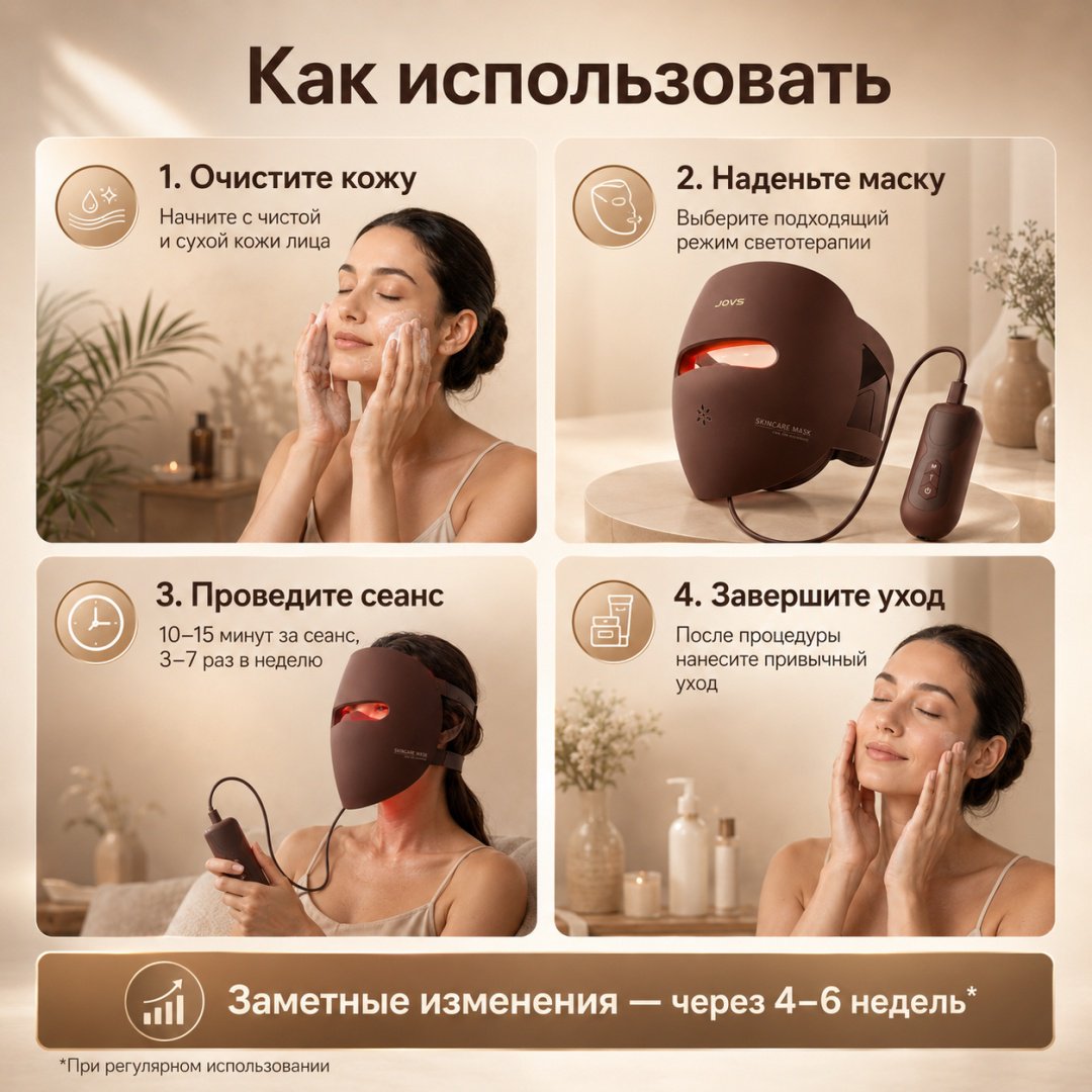 JOVS аппарат светодиодной LED терапии, светодиодная маска для лица