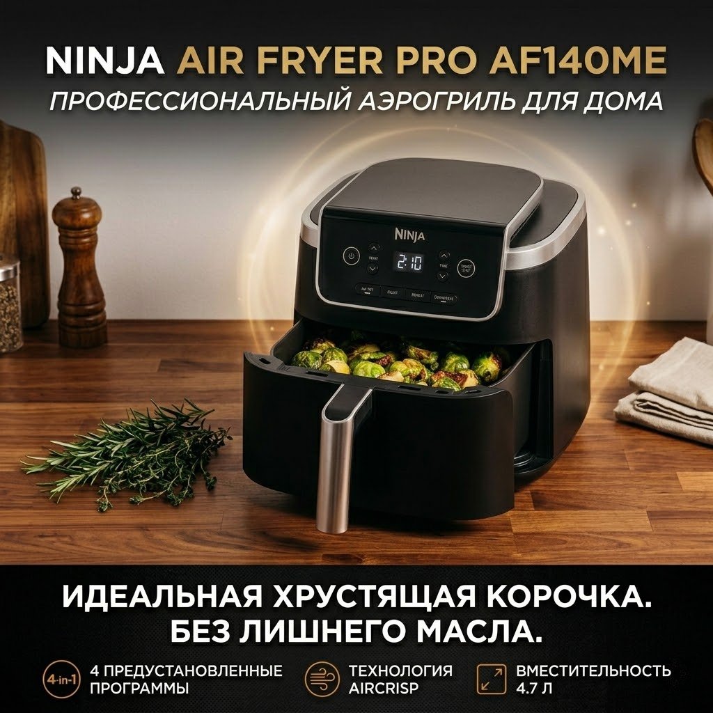 Аэрогриль Ninja PRO AF140ME 4.7 л черный купить,99000