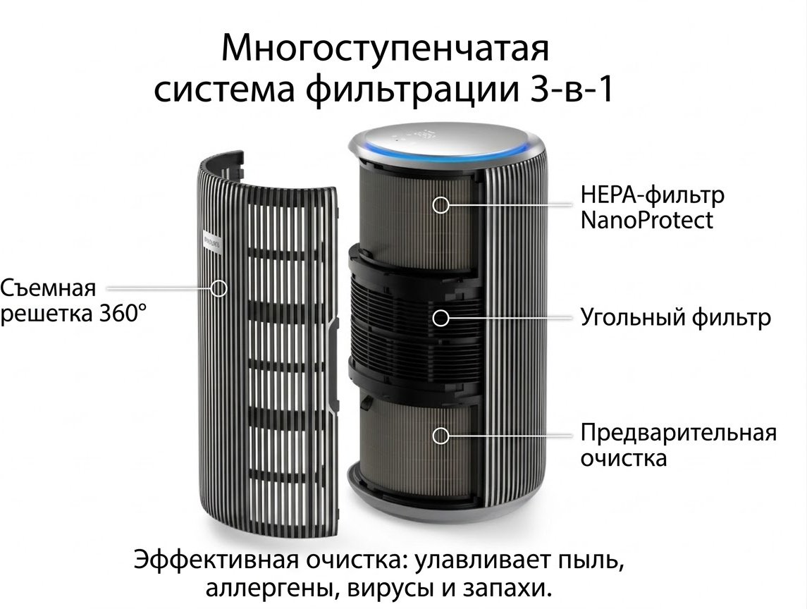 Очиститель воздуха Philips AC4220/12 серебристый - ForteMarket Очиститель воздуха Philips AC4220/12 серебристый купить,330000