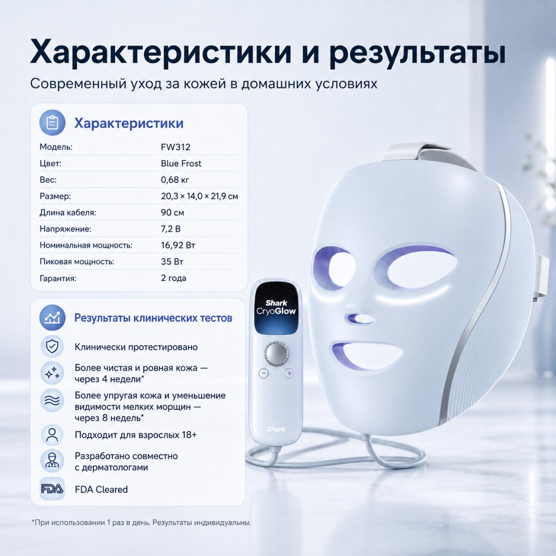 Shark светодиодная маска для лица