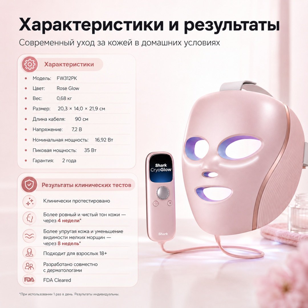 Shark светодиодная маска для лица