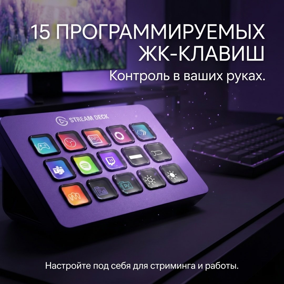 Контроллер для стриминга Elgato Stream Deck 15 кнопок Wild Lavender фиолетовый