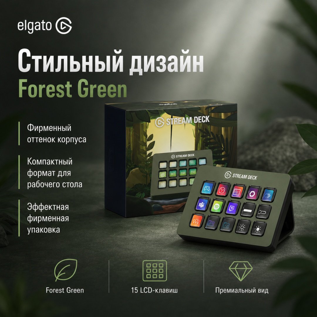Контроллер для стриминга Elgato Stream Deck 15 зеленый
