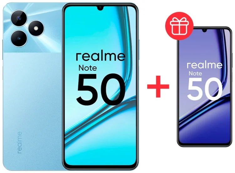 Смартфон Realme Note 50 4/128Gb Sky Blue + Подарок Смартфон Realme Note 50 4/128Gb Midnight Black купить,NaN