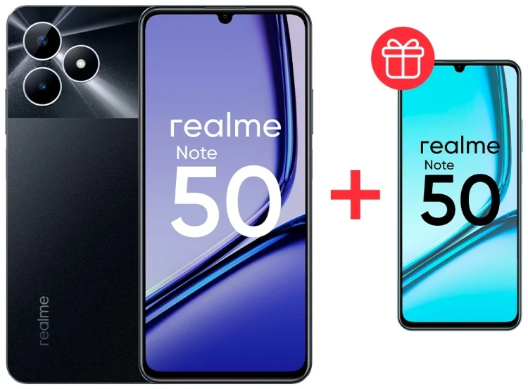 Смартфон Realme Note 50 3/64Gb Midnight Black + Подарок Cмартфон Realme Note 50 4/128Gb Sky Blue