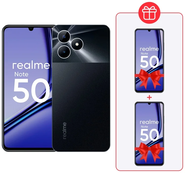 Смартфон Realme Note 50 4/128Gb Midnight Black + Подарок Cмартфон Realme Note 50 4/128Gb Midnight Black 2шт купить,NaN